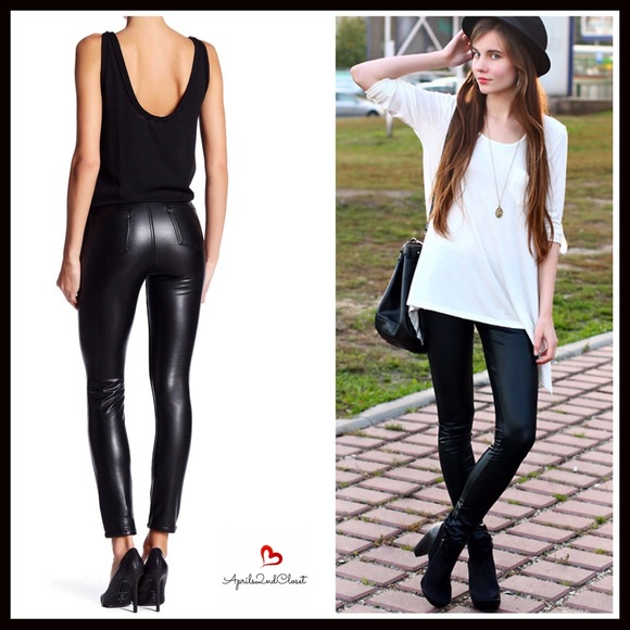❤️ASHLEY BLACK VEGAN LEATHER LEGGINGS PANTS - Picture 5 of 6
